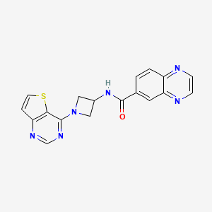 molecular formula C18H14N6OS B2740712 N-(1-{thieno[3,2-d]pyrimidin-4-yl}azetidin-3-yl)quinoxaline-6-carboxamide CAS No. 2380181-36-0