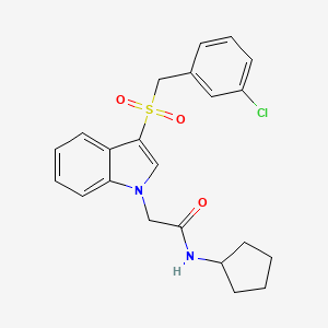 molecular formula C22H23ClN2O3S B2740714 2-(3-((3-氯苄基)磺酰)-1H-吲哚-1-基)-N-环戊基乙酰胺 CAS No. 893285-79-5