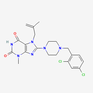 molecular formula C21H24Cl2N6O2 B2740716 8-(4-(2,4-二氯苄基)哌嗪-1-基)-3-甲基-7-(2-甲基丙烯基)-1H-嘌呤-2,6(3H,7H)-二酮 CAS No. 886907-21-7