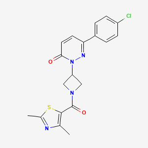 molecular formula C19H17ClN4O2S B2740724 6-(4-Chlorophenyl)-2-[1-(2,4-dimethyl-1,3-thiazole-5-carbonyl)azetidin-3-yl]pyridazin-3-one CAS No. 2380081-85-4