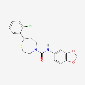 molecular formula C19H19ClN2O3S B2740725 N-(benzo[d][1,3]dioxol-5-yl)-7-(2-chlorophenyl)-1,4-thiazepane-4-carboxamide CAS No. 1797186-03-8