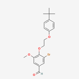 molecular formula C20H23BrO4 B2740741 3-Bromo-4-[2-(4-tert-butylphenoxy)ethoxy]-5-methoxybenzaldehyde CAS No. 299442-26-5