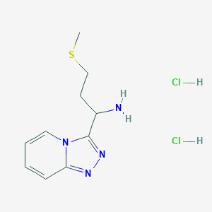 molecular formula C10H16Cl2N4S B2740744 3-(Methylsulfanyl)-1-{[1,2,4]triazolo[4,3-a]pyridin-3-yl}propan-1-amine dihydrochloride CAS No. 1049693-70-0
