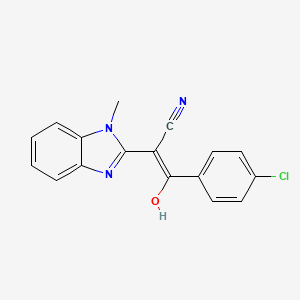 molecular formula C17H12ClN3O B2740745 (E)-3-(4-chlorophenyl)-2-(1-methyl-1H-benzo[d]imidazol-2(3H)-ylidene)-3-oxopropanenitrile CAS No. 476279-54-6