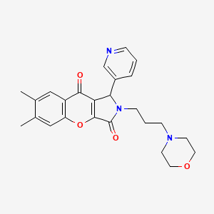 molecular formula C25H27N3O4 B2740758 6,7-Dimethyl-2-(3-morpholinopropyl)-1-(pyridin-3-yl)-1,2-dihydrochromeno[2,3-c]pyrrole-3,9-dione CAS No. 886166-70-7