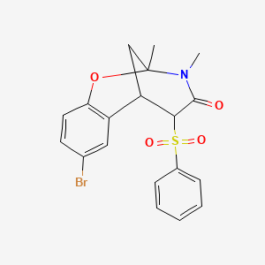 molecular formula C19H18BrNO4S B2740770 12-(Benzenesulfonyl)-4-bromo-9,10-dimethyl-8-oxa-10-azatricyclo[7.3.1.0^{2,7}]trideca-2,4,6-trien-11-one CAS No. 2097928-78-2