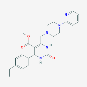 molecular formula C25H31N5O3 B2740778 Ethyl 4-(4-ethylphenyl)-2-oxo-6-{[4-(pyridin-2-yl)piperazin-1-yl]methyl}-1,2,3,4-tetrahydropyrimidine-5-carboxylate CAS No. 1260921-70-7