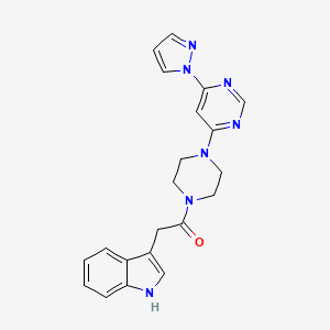 1-(4-(6-(1H-pyrazol-1-yl)pyrimidin-4-yl)piperazin-1-yl)-2-(1H-indol-3-yl)ethanone