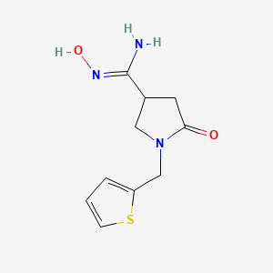 molecular formula C10H13N3O2S B2740794 N'-羟基-5-氧代-1-(2-噻吩甲基)吡咯啉-3-羧酰胺 CAS No. 2063651-16-9