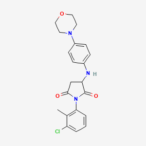 molecular formula C21H22ClN3O3 B2740798 1-(3-Chloro-2-methylphenyl)-3-((4-morpholinophenyl)amino)pyrrolidine-2,5-dione CAS No. 1008712-55-7