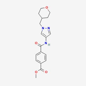molecular formula C18H21N3O4 B2740801 methyl 4-((1-((tetrahydro-2H-pyran-4-yl)methyl)-1H-pyrazol-4-yl)carbamoyl)benzoate CAS No. 1704528-89-1