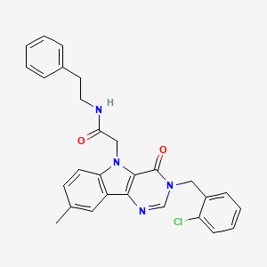 molecular formula C28H25ClN4O2 B2740810 2-(3-(2-chlorobenzyl)-8-methyl-4-oxo-3H-pyrimido[5,4-b]indol-5(4H)-yl)-N-phenethylacetamide CAS No. 1215758-72-7