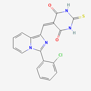 molecular formula C18H11ClN4O2S B2740811 5-((3-(2-chlorophenyl)imidazo[1,5-a]pyridin-1-yl)methylene)-2-thioxodihydropyrimidine-4,6(1H,5H)-dione CAS No. 438489-67-9