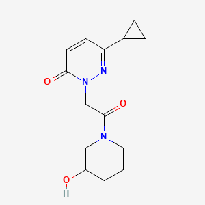 molecular formula C14H19N3O3 B2740813 6-cyclopropyl-2-(2-(3-hydroxypiperidin-1-yl)-2-oxoethyl)pyridazin-3(2H)-one CAS No. 2034614-74-7