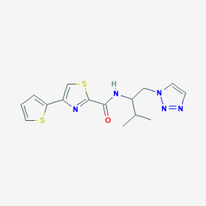 molecular formula C15H17N5OS2 B2740826 N-(3-methyl-1-(1H-1,2,3-triazol-1-yl)butan-2-yl)-4-(thiophen-2-yl)thiazole-2-carboxamide CAS No. 2034307-30-5