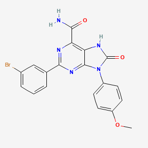 molecular formula C19H14BrN5O3 B2740829 2-(3-bromophenyl)-9-(4-methoxyphenyl)-8-oxo-8,9-dihydro-7H-purine-6-carboxamide CAS No. 888426-17-3