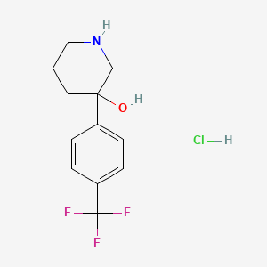 molecular formula C12H15ClF3NO B2740833 3-[4-(Trifluoromethyl)phenyl]piperidin-3-ol;hydrochloride CAS No. 2409589-75-7