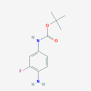 molecular formula C11H15FN2O2 B2740835 叔丁基(4-氨基-3-氟苯基)甲酸酯 CAS No. 1402559-21-0