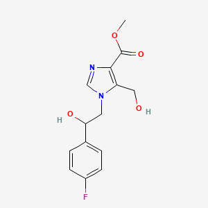 molecular formula C14H15FN2O4 B2740836 甲酸甲酯-1-[2-(4-氟苯基)-2-羟基乙基]-5-(羟甲基)-1H-咪唑-4-甲酸酯 CAS No. 2108780-86-3