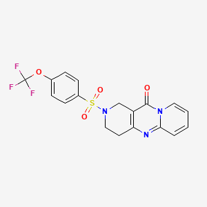 molecular formula C18H14F3N3O4S B2740848 2-((4-(trifluoromethoxy)phenyl)sulfonyl)-3,4-dihydro-1H-dipyrido[1,2-a:4',3'-d]pyrimidin-11(2H)-one CAS No. 2034505-82-1