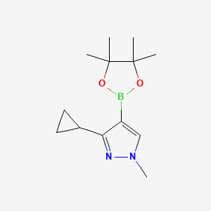 molecular formula C13H21BN2O2 B2740854 3-cyclopropyl-1-methyl-4-(4,4,5,5-tetramethyl-1,3,2-dioxaborolan-2-yl)-1H-pyrazole CAS No. 1257637-82-3