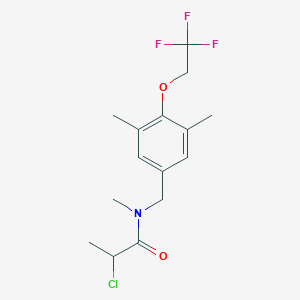 molecular formula C15H19ClF3NO2 B2740858 2-Chloro-N-[[3,5-dimethyl-4-(2,2,2-trifluoroethoxy)phenyl]methyl]-N-methylpropanamide CAS No. 2411227-81-9