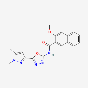 molecular formula C19H17N5O3 B2740866 N-(5-(1,5-二甲基-1H-吡唑-3-基)-1,3,4-噁二唑-2-基)-3-甲氧基-2-萘酰胺 CAS No. 1170496-80-6