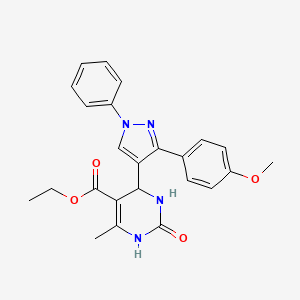 molecular formula C24H24N4O4 B2740868 ethyl 4-[3-(4-methoxyphenyl)-1-phenyl-1H-pyrazol-4-yl]-6-methyl-2-oxo-1,2,3,4-tetrahydropyrimidine-5-carboxylate CAS No. 313362-27-5