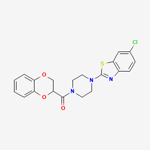 molecular formula C20H18ClN3O3S B2740872 (4-(6-氯苯并[d]噻吩-2-基)哌嗪-1-基)(2,3-二氢苯并[b][1,4]二氧杂环戊烷-2-基)甲酮 CAS No. 897471-17-9