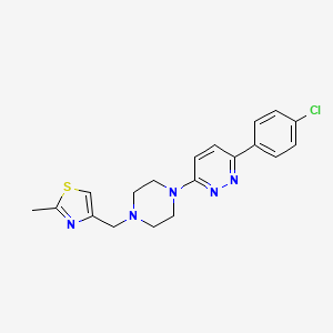 molecular formula C19H20ClN5S B2740875 4-[[4-[6-(4-Chlorophenyl)pyridazin-3-yl]piperazin-1-yl]methyl]-2-methyl-1,3-thiazole CAS No. 2380085-60-7
