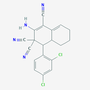 molecular formula C19H14Cl2N4 B274088 2-amino-4-(2,4-dichlorophenyl)-4a,5,6,7-tetrahydro-1,3,3(4H)-naphthalenetricarbonitrile 