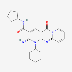 molecular formula C23H27N5O2 B2740884 1-cyclohexyl-N-cyclopentyl-2-imino-5-oxo-1,5-dihydro-2H-dipyrido[1,2-a:2',3'-d]pyrimidine-3-carboxamide CAS No. 618078-07-2
