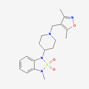 molecular formula C18H24N4O3S B2740922 1-(1-((3,5-Dimethylisoxazol-4-yl)methyl)piperidin-4-yl)-3-methyl-1,3-dihydrobenzo[c][1,2,5]thiadiazole 2,2-dioxide CAS No. 2034328-24-8