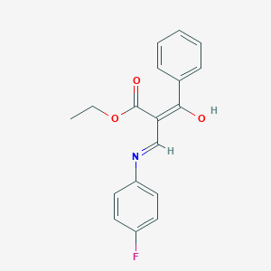 molecular formula C18H16FNO3 B2740926 ethyl (2E)-2-[(E)-benzoyl]-3-[(4-fluorophenyl)amino]prop-2-enoate CAS No. 2415642-18-9