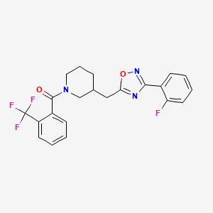 (3-((3-(2-Fluorophenyl)-1,2,4-oxadiazol-5-yl)methyl)piperidin-1-yl)(2-(trifluoromethyl)phenyl)methanone