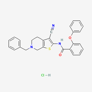 molecular formula C28H24ClN3O2S B2740935 N-(6-benzyl-3-cyano-4,5,6,7-tetrahydrothieno[2,3-c]pyridin-2-yl)-2-phenoxybenzamide hydrochloride CAS No. 1215731-22-8