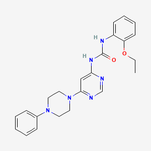 molecular formula C23H26N6O2 B2740936 1-(2-Ethoxyphenyl)-3-[6-(4-phenylpiperazin-1-yl)pyrimidin-4-yl]urea CAS No. 1396860-69-7