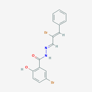 molecular formula C16H12Br2N2O2 B274094 5-bromo-N'-(2-bromo-3-phenyl-2-propenylidene)-2-hydroxybenzohydrazide 