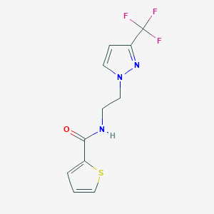 molecular formula C11H10F3N3OS B2740978 N-(2-(3-(trifluoromethyl)-1H-pyrazol-1-yl)ethyl)thiophene-2-carboxamide CAS No. 1448037-22-6