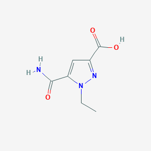 molecular formula C7H9N3O3 B2740979 5-Carbamoyl-1-ethylpyrazole-3-carboxylic acid CAS No. 1896110-08-9