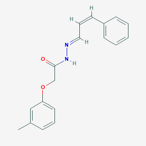 molecular formula C18H18N2O2 B274098 2-(3-methylphenoxy)-N-[(E)-[(Z)-3-phenylprop-2-enylidene]amino]acetamide 