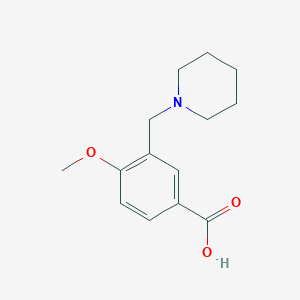 molecular formula C14H19NO3 B2740980 4-Methoxy-3-(piperidin-1-ylmethyl)benzoic acid CAS No. 4984-22-9; 832739-97-6