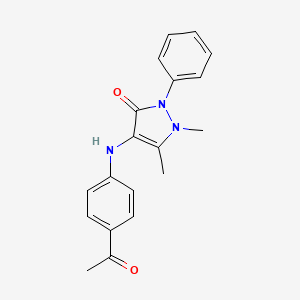 molecular formula C19H19N3O2 B2740981 4-[(4-acetylphenyl)amino]-1,5-dimethyl-2-phenyl-2,3-dihydro-1H-pyrazol-3-one CAS No. 571161-42-7