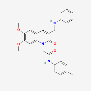 molecular formula C28H29N3O4 B2740997 2-(6,7-二甲氧基-2-氧代-3-((苯基氨基)甲基)喹啉-1(2H)-基)-N-(4-乙基苯基)乙酰胺 CAS No. 894547-70-7