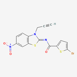 molecular formula C15H8BrN3O3S2 B2741015 5-bromo-N-(6-nitro-3-prop-2-ynyl-1,3-benzothiazol-2-ylidene)thiophene-2-carboxamide CAS No. 865181-66-4