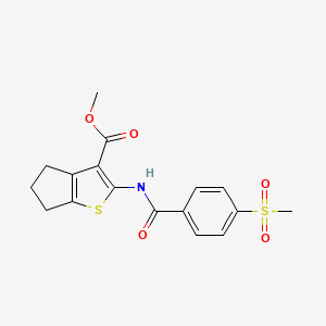 molecular formula C17H17NO5S2 B2741018 methyl 2-(4-(methylsulfonyl)benzamido)-5,6-dihydro-4H-cyclopenta[b]thiophene-3-carboxylate CAS No. 896345-51-0