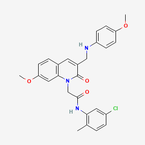 molecular formula C27H26ClN3O4 B2741027 N-(5-chloro-2-methylphenyl)-2-(7-methoxy-3-(((4-methoxyphenyl)amino)methyl)-2-oxoquinolin-1(2H)-yl)acetamide CAS No. 893788-72-2