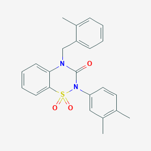 molecular formula C23H22N2O3S B2741036 2-(3,4-dimethylphenyl)-4-(2-methylbenzyl)-2H-1,2,4-benzothiadiazin-3(4H)-one 1,1-dioxide CAS No. 895653-21-1