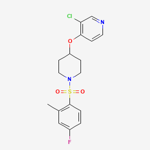 molecular formula C17H18ClFN2O3S B2741038 3-Chloro-4-((1-((4-fluoro-2-methylphenyl)sulfonyl)piperidin-4-yl)oxy)pyridine CAS No. 2034331-14-9