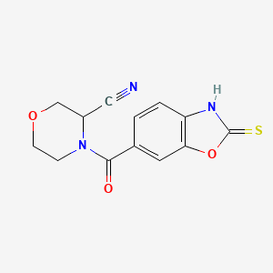 molecular formula C13H11N3O3S B2741046 4-(2-Sulfanyl-1,3-benzoxazole-6-carbonyl)morpholine-3-carbonitrile CAS No. 1808848-22-7